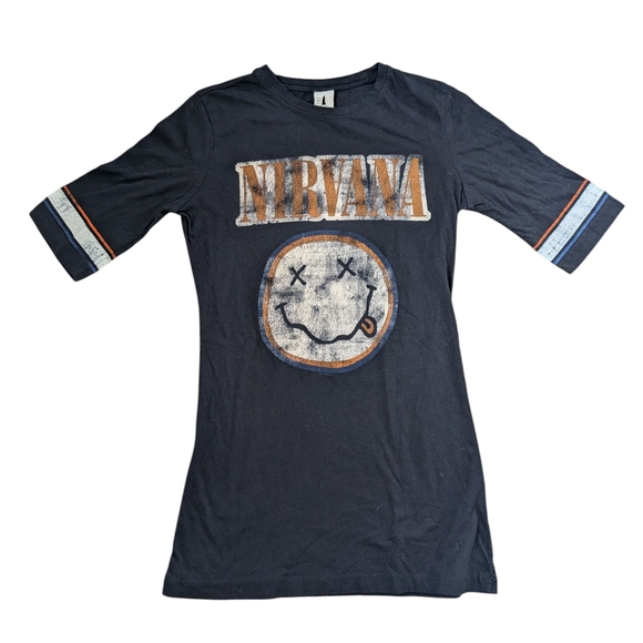NIRVANA Long Line Ringer Tee with Graphic Sz.S - Picture 1 of 2